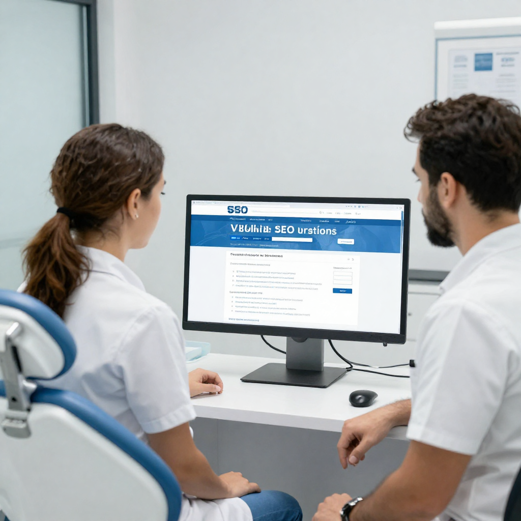 dental website SEO, an SEO specialist showing the results to dentist